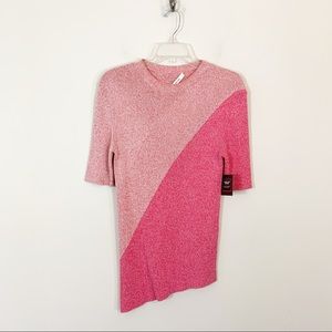Celine • Pink Asymmetrical Knit Top Large